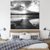 Zwart-wit meer van de Ozarks fotografie Canvas Afdruk (Insitu (Slaapkamer))