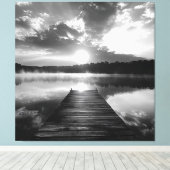 Zwart-wit meer van de Ozarks fotografie Canvas Afdruk (Insitu (Houten vloer))