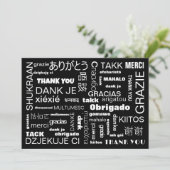 Zwart Wit Meertalig Dank u Kaart (Staand voorkant)