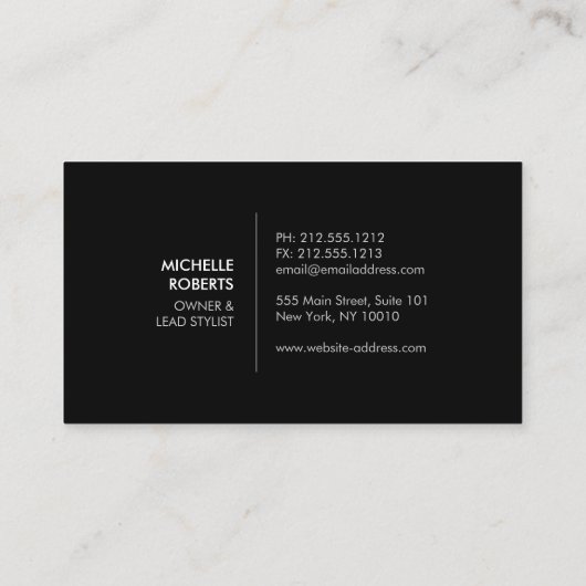 ZWART & WIT MEISJE - BEAUTY MODE STIJL Nr. 1 Visitekaartje (Achterkant)