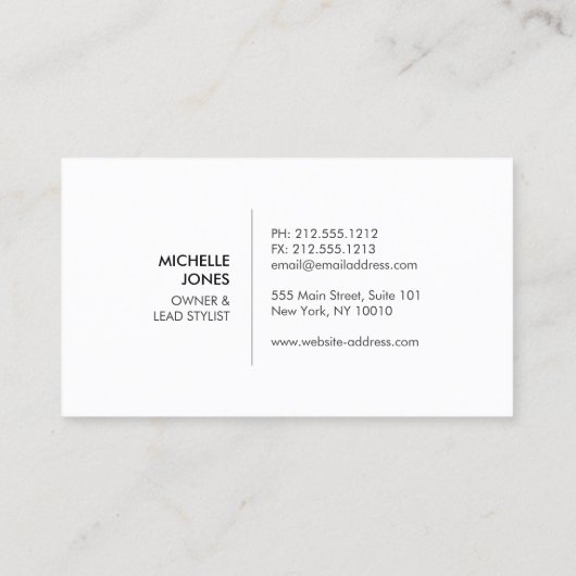 ZWART & WIT MEISJE - BEAUTY MODE STIJL Nr. 5 Visitekaartje (Achterkant)