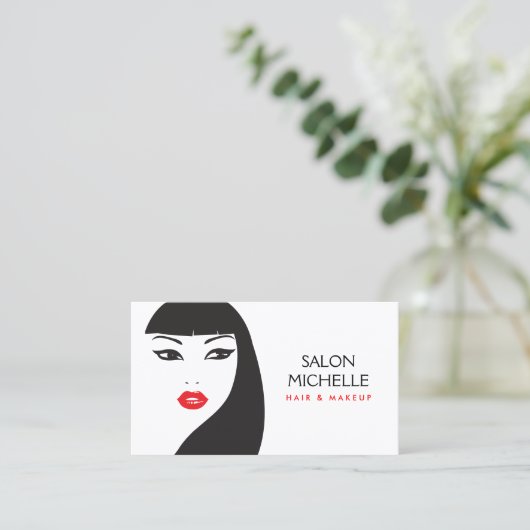 ZWART & WIT MEISJE - BEAUTY MODE STIJL Nr. 5 Visitekaartje (Staand voorkant)