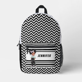 Zwart-wit meisje bedrukte rugzak