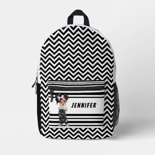 Zwart-wit meisje bedrukte rugzak (Voorkant)