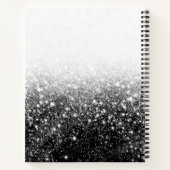 Zwart Wit Meisje Glitter Monogram Naam Notitieboek (Achterkant)