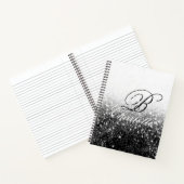 Zwart Wit Meisje Glitter Monogram Naam Notitieboek (Binnen)