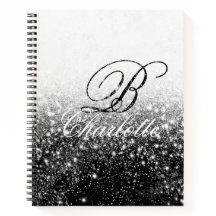 Zwart Wit Meisje Glitter Monogram Naam