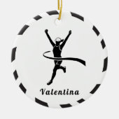 Zwart-wit meisje met Marathon Runner Jogger Keramisch Ornament (Voorkant)