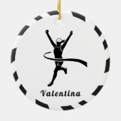 Zwart-wit meisje met Marathon Runner Jogger Keramisch Ornament (Achterkant)