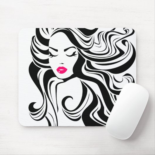 Zwart-wit  meisje muismat (Met muis)