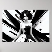 Zwart-wit meisje poster (Voorkant)