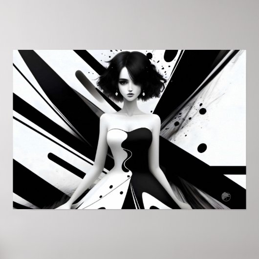 Zwart-wit meisje poster (Voorkant)