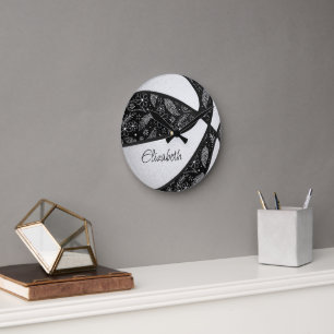 zwart wit meisjesachtig boho paisley patroon baske ronde klok