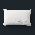 Zwart wit meisjesmonogram Naam Modern Kussen<br><div class="desc">Het witte en Zwarte Monogram voegen uw eigen naam Lumbar Pillow toe. Dit maakt de perfecte liefhebbende 16 verjaardag,  bruiloft,  vrijgezellenfeest,  verjaardagsdag,  baby shower of vrijgezellenfeest voor iemand die van luxe glam en stijl houdt.</div>