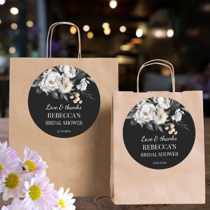Zwart-wit melancholische boho bruidsfeest cadeautj ronde sticker