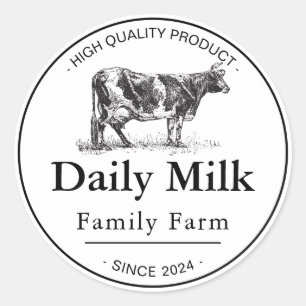 Zwart-wit  Melk Familie Boerderij Ronde Sticker