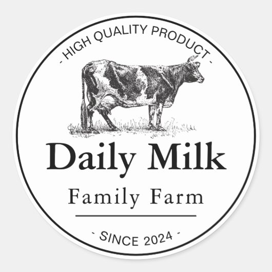 Zwart-wit  Melk Familie Boerderij Ronde Sticker (Voorkant)