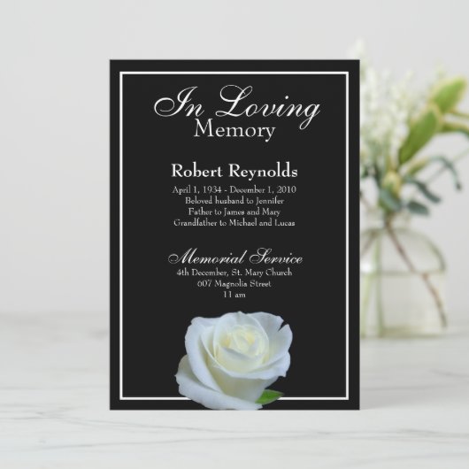 Zwart-wit Memorial of begrafenisdienst Foto Kaart (Staand voorkant)