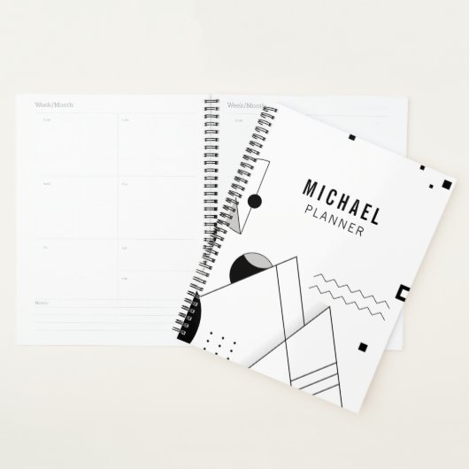 Zwart-wit Memphis Gepersonaliseerde naam Planner (Display)