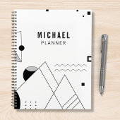 Zwart-wit Memphis Gepersonaliseerde naam Planner