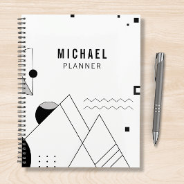 Zwart-wit Memphis Gepersonaliseerde naam Planner