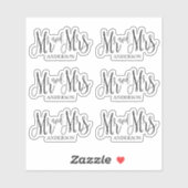 Zwart-wit meneer en mevrouw. Modern huwelijksscrip Sticker (Vel)