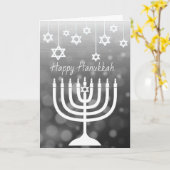 Zwart-wit Menora gelukkige Hanukkah Kaart (Gele Bloem)