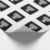 Zwart-wit Menorah Hanukkah Wrapping Paper Cadeaupapier (Hoek)