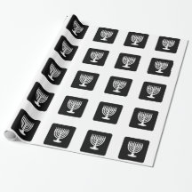 Zwart-wit Menorah Hanukkah Wrapping Paper