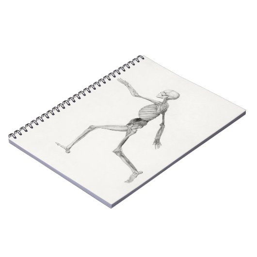 Zwart-wit menselijk loopskelet notitieboek (Linkerzijde)
