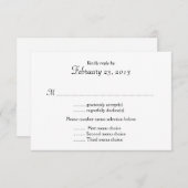 Zwart-wit Menu Lijst Trouwantwoord Kaart (Voorkant / Achterkant)