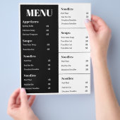 Zwart-wit menuontwerp, eenvoudig menuontwerp flyer (Hand)