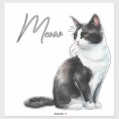 Zwart-wit Meow Kat Sticker (Vel)