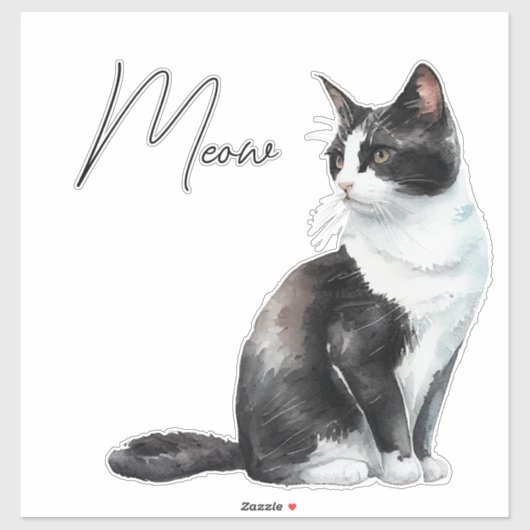 Zwart-wit Meow Kat Sticker (Vel)