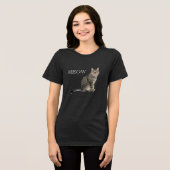 Zwart Wit Meow Kat V-Hals T-Shirt (Voorkant volledig)