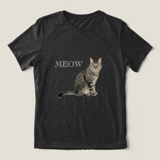 Zwart Wit Meow Kat V-Hals T-Shirt (Design voorkant)