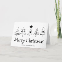 Zwart & Wit Merry Christmas Bomen Modern