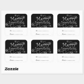 Zwart Wit Merry Everything Swirls Cadeau Labels (Vel)