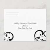 Zwart-wit met Blauwgroen omgekeerde werveling RSVP Uitnodiging Briefkaart (Achterkant)