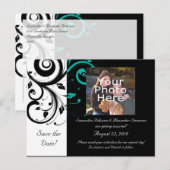 Zwart-wit met Blauwgroen terugdraaiing Aankondigingskaart (Voorkant / Achterkant)