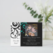 Zwart-wit met Blauwgroen terugdraaiing Aankondigingskaart (Staand voorkant)