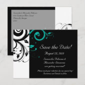 Zwart-wit met Blauwgroen terugdraaiing Aankondigingskaart (Voorkant / Achterkant)