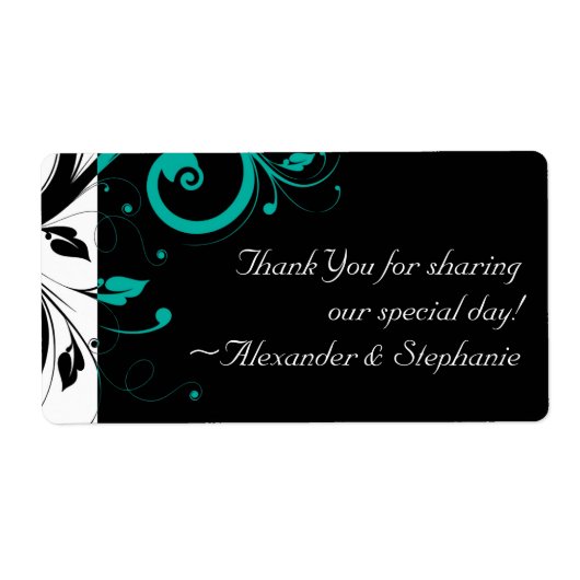 Zwart-wit met Blauwgroen terugdraaiing Etiket (Voorkant)