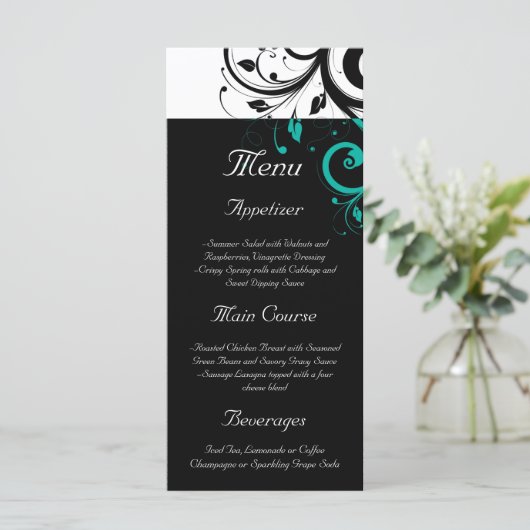 Zwart-wit met Blauwgroen terugdraaiing Menu (Staand voorkant)