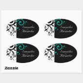 Zwart-wit met Blauwgroen terugdraaiing Ovale Sticker (Vel)