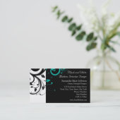 Zwart-wit met Blauwgroen terugdraaiing Visitekaartje (Staand voorkant)