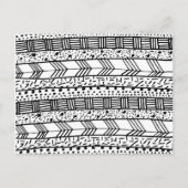 Zwart wit, met de hand getekend tribaal patroon briefkaart (Voorkant)