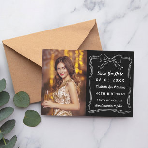 Zwart wit met de hand getekende boog foto verjaard save the date
