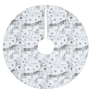Zwart-wit met de hand getekende katten & Kerstboom Rok