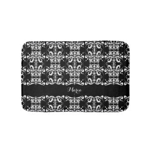 Zwart-wit met de naam Damask Badmat